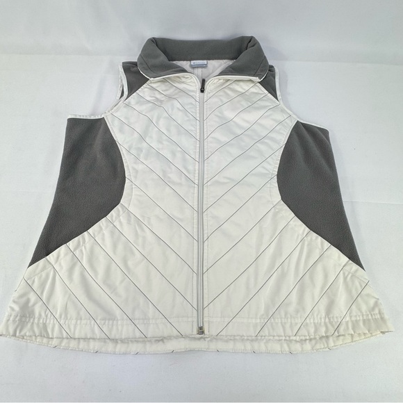 Columbia Lightweight Quilted Vest Gray and White XL full zip with pockets - Picture 3 of 15